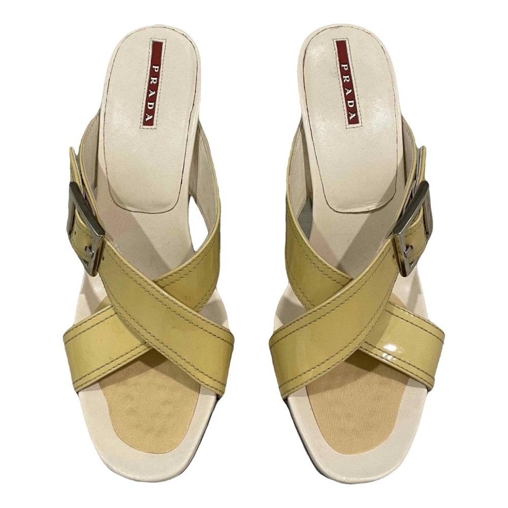 Prada Yellow Strap Buckle Heels